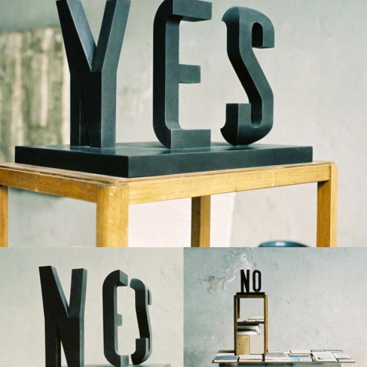 Yes/No typographical sculpture by Markus Raetz image
