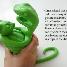 Picture of print of The Little Prince - 'Boa Constrictor in the act of swallowing an animal...'