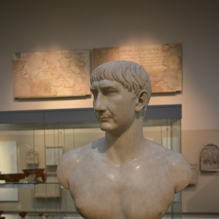 Marble Portrait of the emperor Trajan at The British Museum, London image