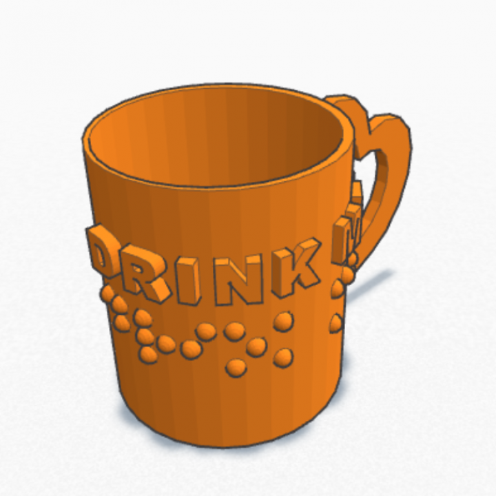 "Drink me" Cup with braille image