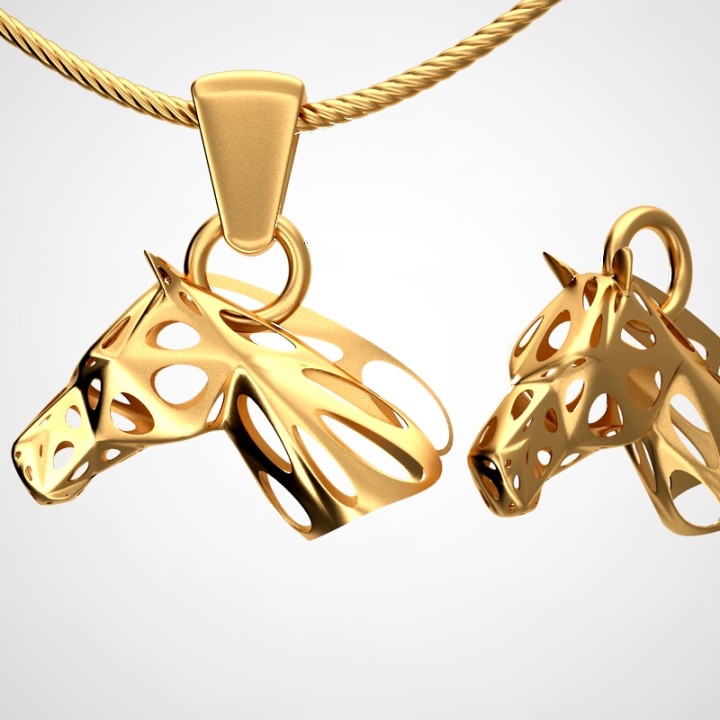 Zebra Horse Art Sculptural Pendant Jewellery Style 3D print model image