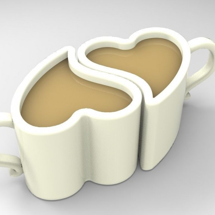 Coffee Cup Couple Heart Style image