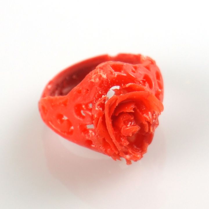 Realistic Rose Sculpture 3D Print Ring image
