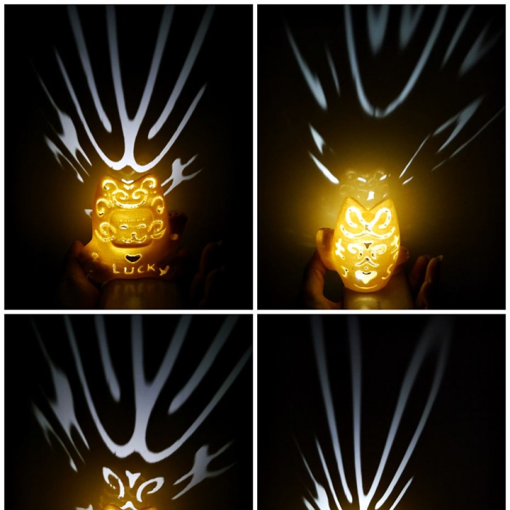 Lucky Cat Lamps carved image