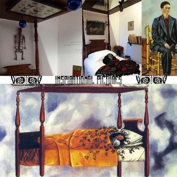 Frida Kahlo's four poster bed image