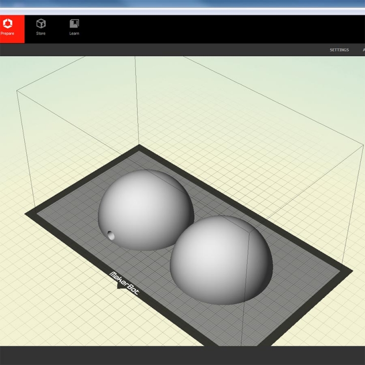 Alexa sphere v2 - 2 parts - support on - white - fits on 1 makerbot print bed image