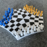 Three player chess board set and puzzle print image