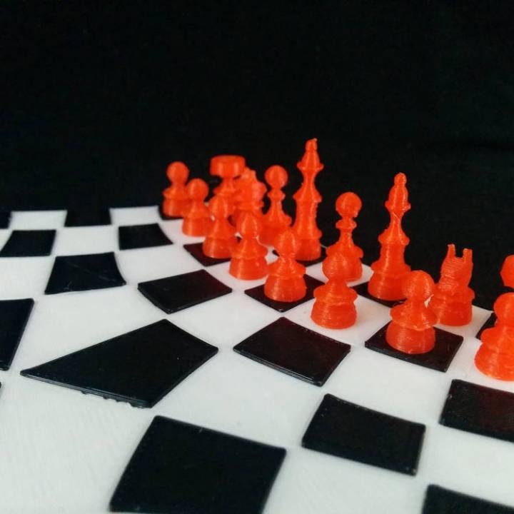 Three player chess board set and puzzle image