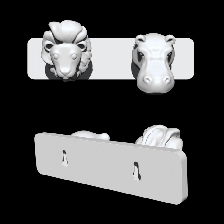 Lion and Hippo - Animal Coat Hanger image