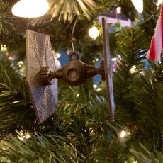 Picture of print of Tie Fighter Christmas decoration.