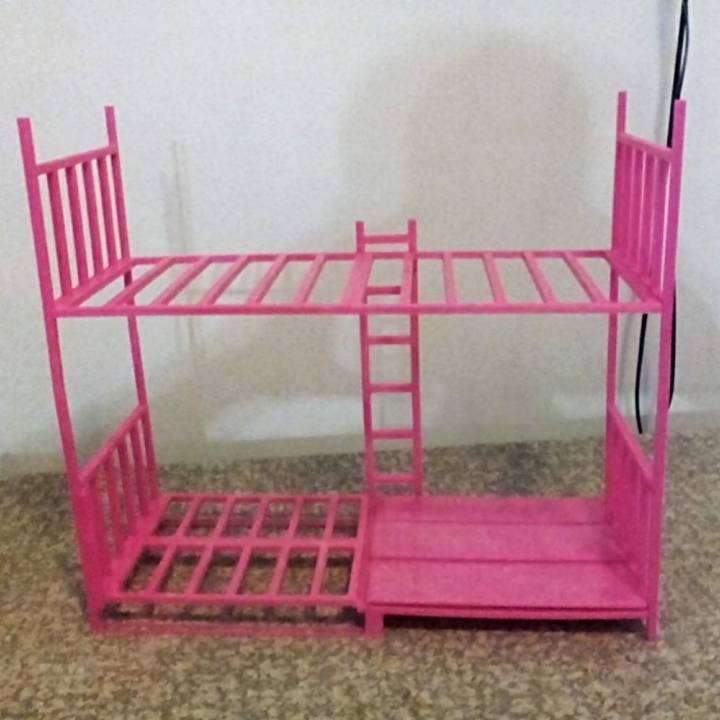 3D Printable Multi purpose Bunk bed for dolls by Eugene Draughting