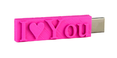 Personalised USB flash drive - 3D printed I LOVE YOU shaped image
