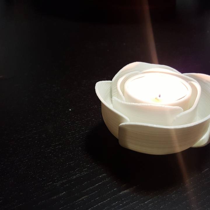 3D Printable White Rose Tealight Candleholder by BERGIL J ST JUSTE