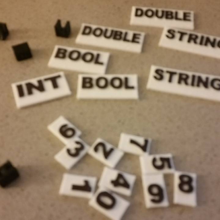 3D Printable Programming Visual Aids (Variables) by Garrett Kearney