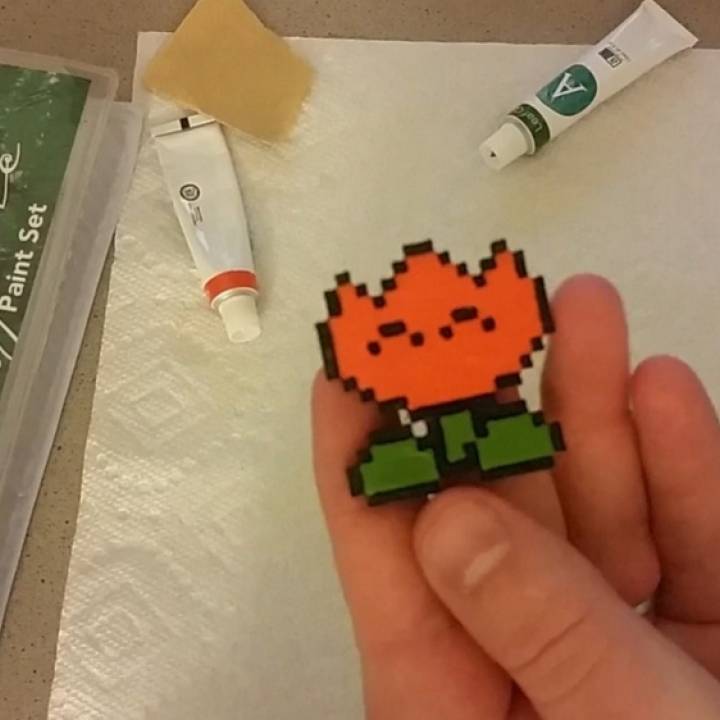 Pixel Fire Flower (Magnet or Pin) - Super Mario World image