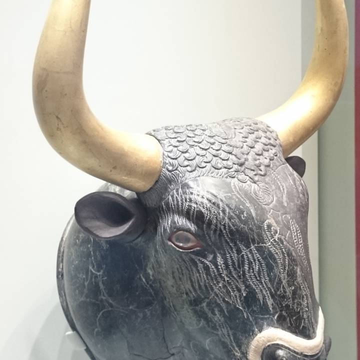 Bull's head rhyton at The Heraklion Archaeological Museum, Greece image