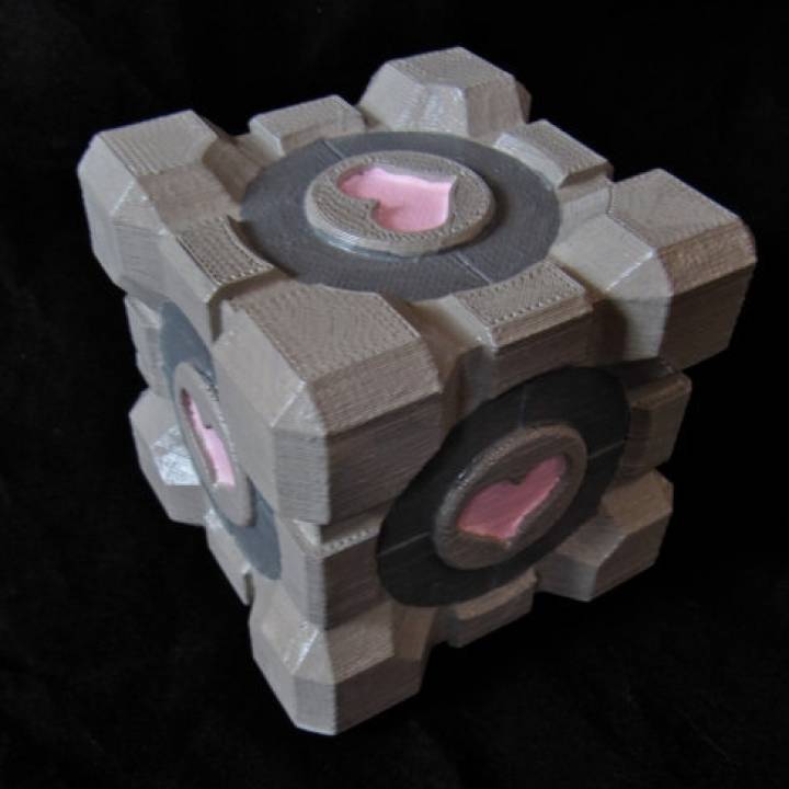 Portal Companion Cube (derivative, with hearts) image