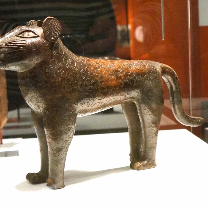 Benin water flask in the shape of a leopard at The London Docklands, England image