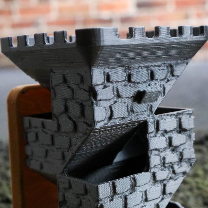 Brick Dice Tower with Fold-Up Wooden Drawbridges image