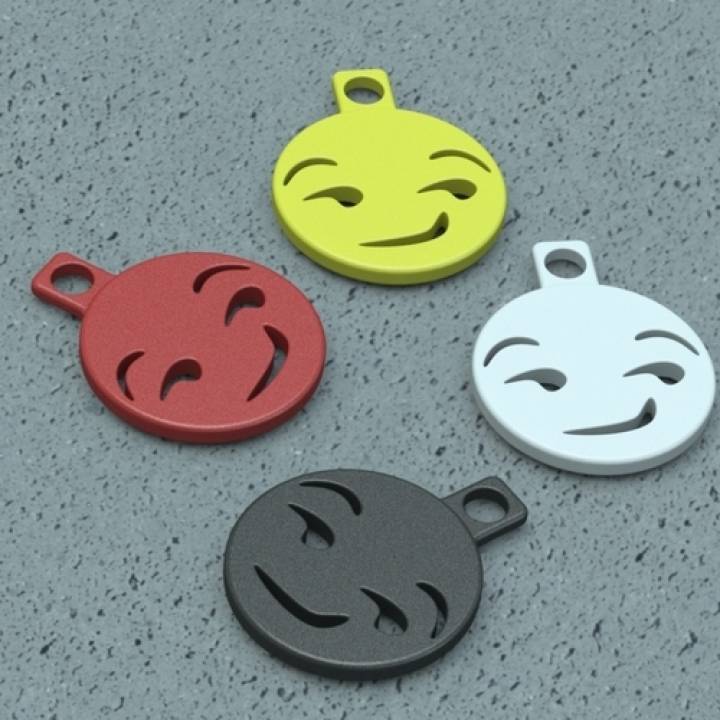 Smirking Emoji Keychain Charm image