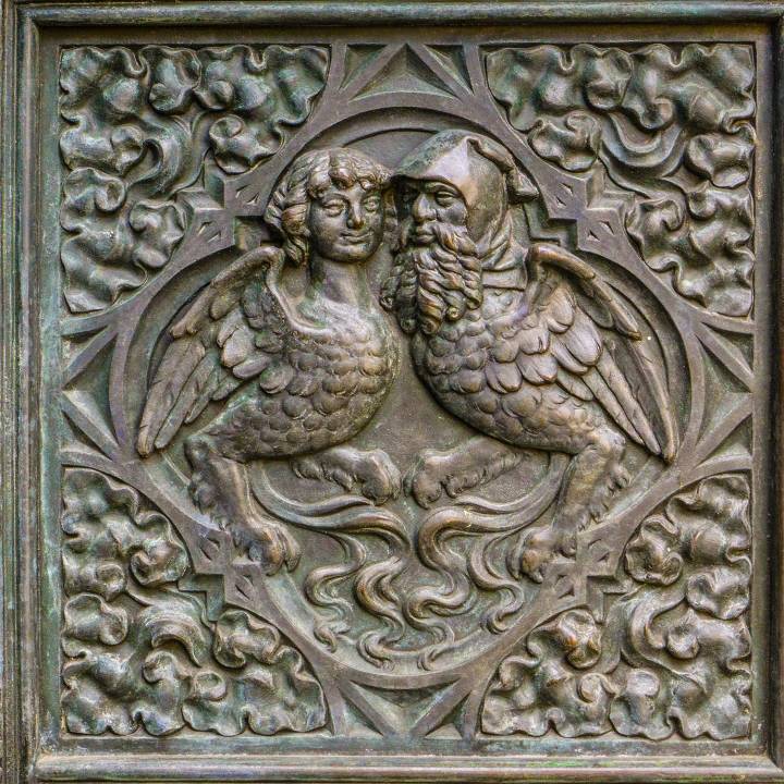Harpie couple relief image
