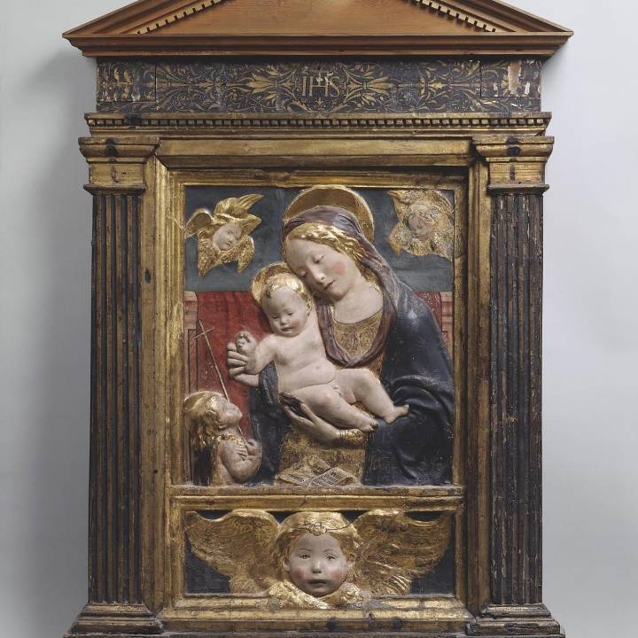 Relief: Madonna and Child with St John the Baptist image