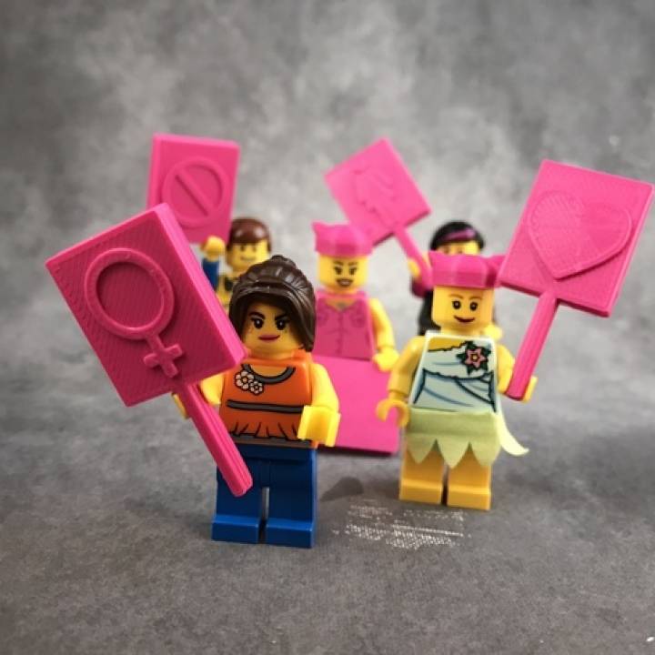 Minifig Women's March Signs image