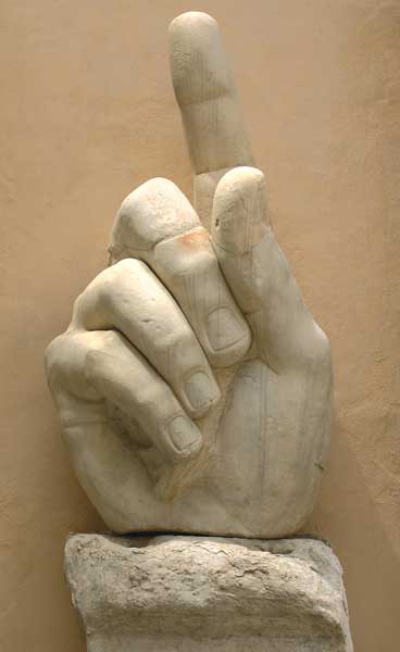 Colossal statue of Constantine: right hand image
