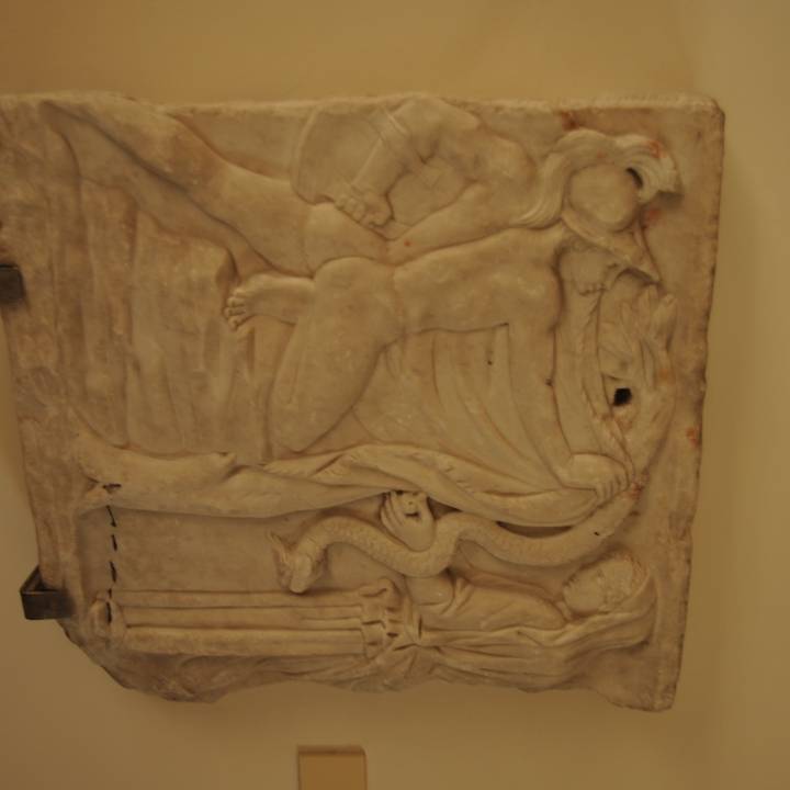 Fragments of sarcophagus with the myth of Jason and Medea and with the scene of dextrarum Iunctio image