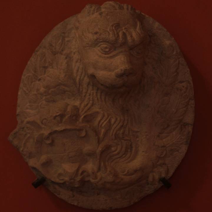 Leone Marciano (Venetian Lion) with the coat of arms of the family Da Mosto. image