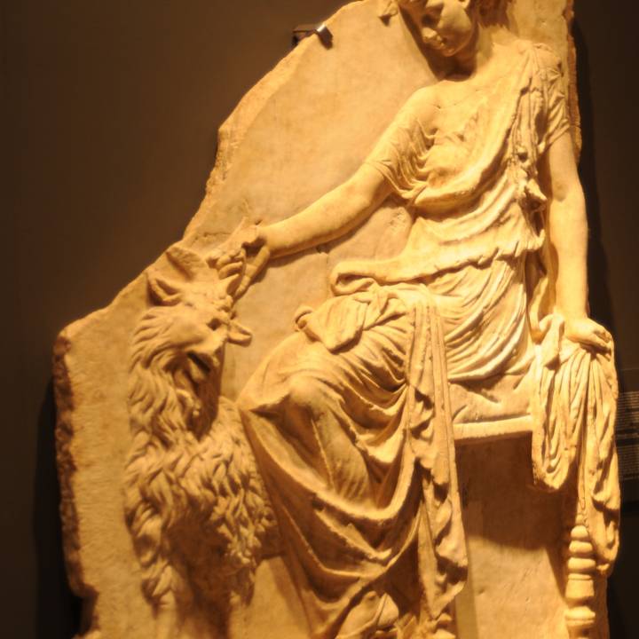 Relief with Maenad and goat image
