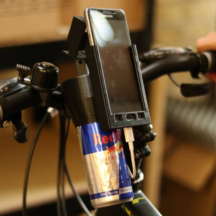 Go pro and phone holder Red Bull can for bike image