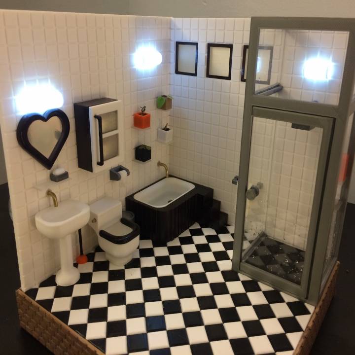 3D Printable Miniature bathroom walls & floor (bathroom) by OHTAE KWON