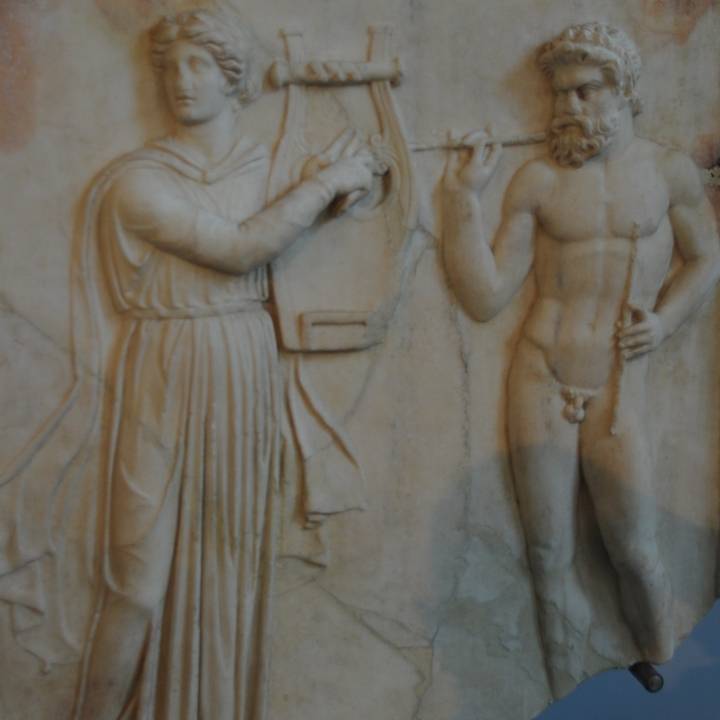 Relief with Apollo and Marsyas image