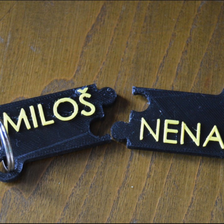 Customizable puzzle keychain for couples (or friends) image