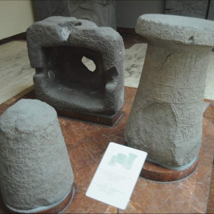 Ensemble of two altars and a statue base with hieroglyphic inscription image
