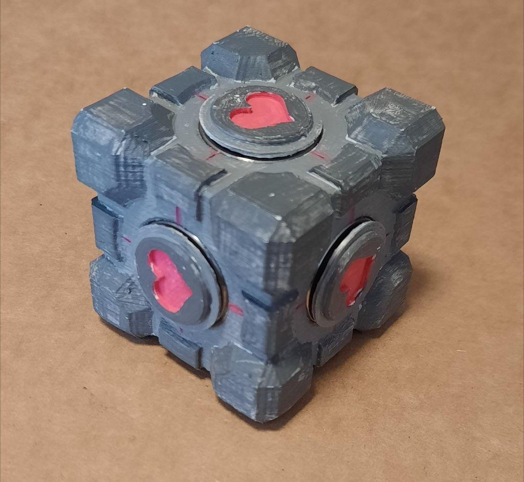 3D Printable Weighted Companion Cube Fidget Spinner by PilchPrints3D
