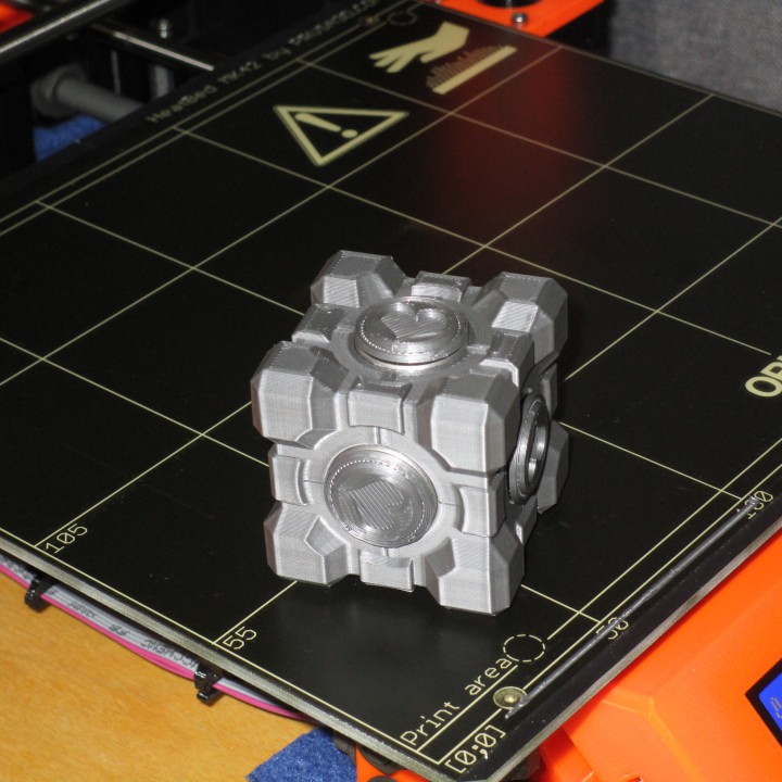 3D Printable Weighted Companion Cube Fidget Spinner by PilchPrints3D