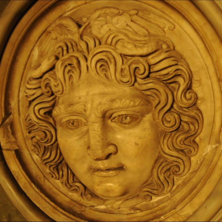 Medallion decorated with Medusa's head image