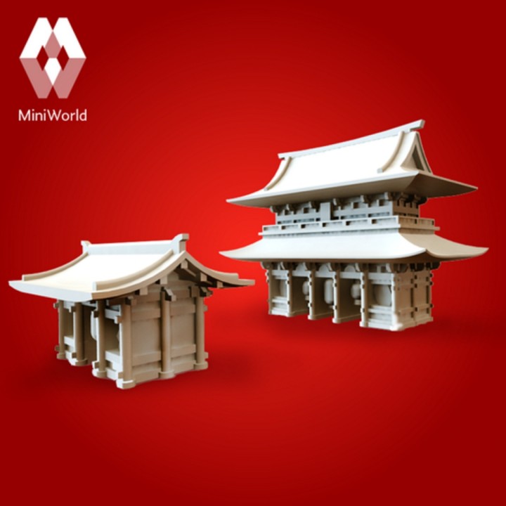3D Printable Kaminarimon & Hozomon Gates by MiniWorld3D