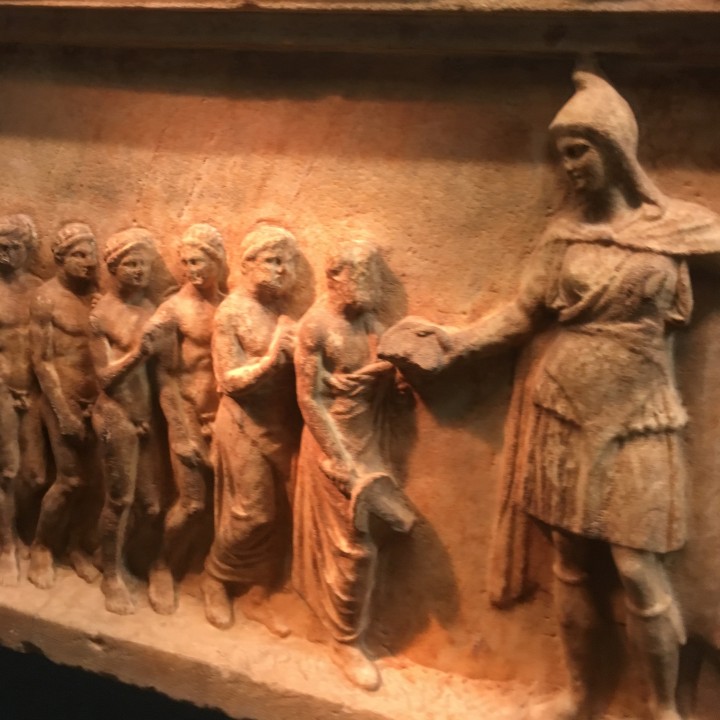 Votive relief dedicated to the goddess Artemis Bendis image