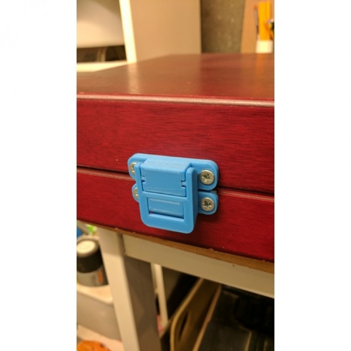 3D Printable Box Lid Latch with Hole Template by Mark Paterson