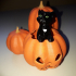 Cat in the pumpkin patch print image