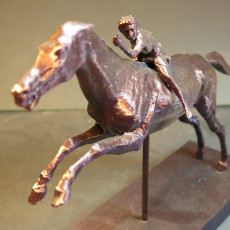 Picture of print of Bronze statue of a horse and young jockey