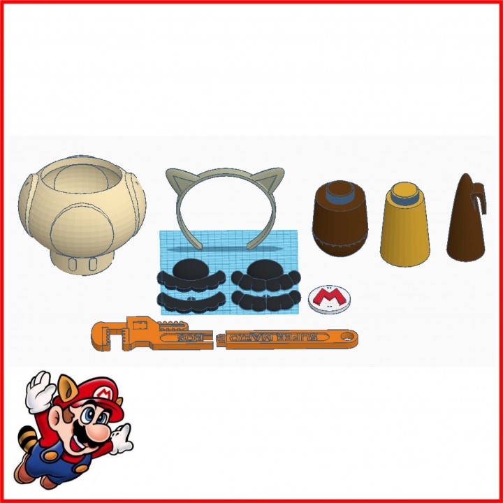 Mario Bros Raccoon 3D costume for Halloween Kit image