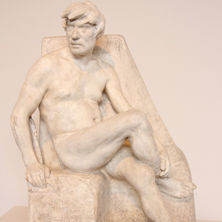 Naked man sitting image