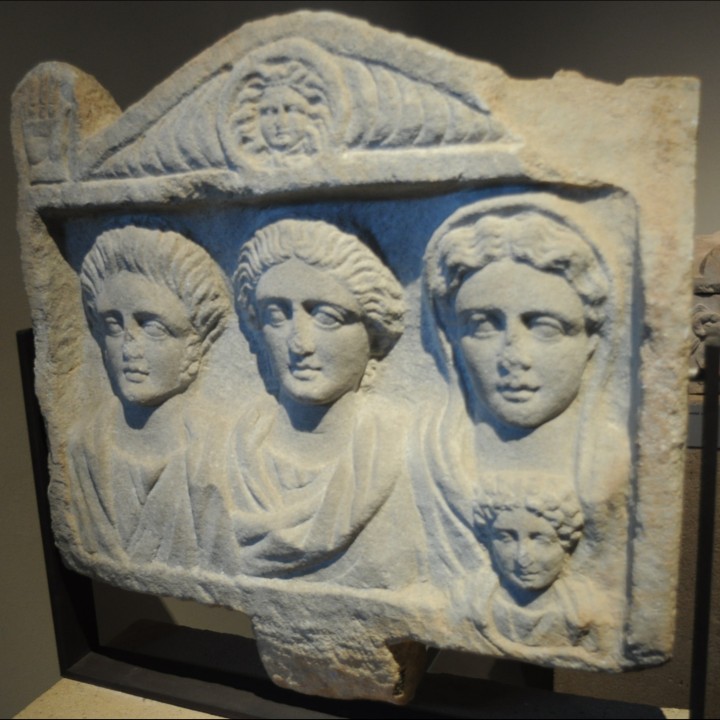 Two-sided funerary relief image