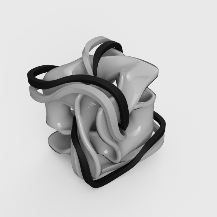 3D Printable Mobius Cube with interlocking ribbons by James Toogood