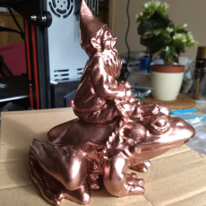 Picture of print of Gnome on frog (scan remix)