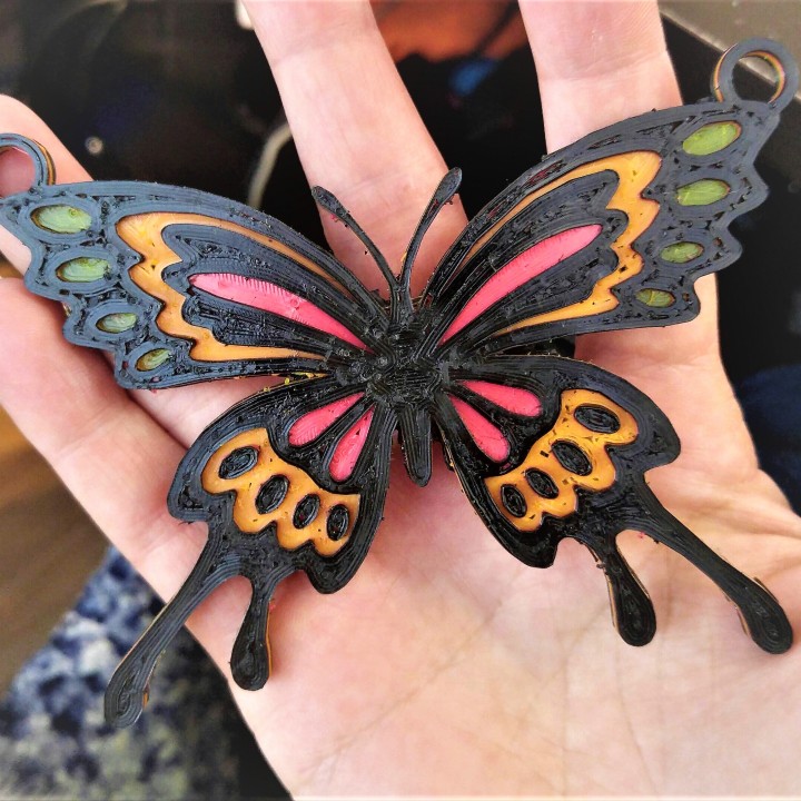 papillon multi-couleur pendentif image